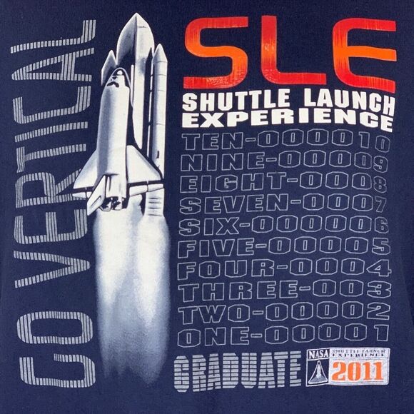NASA SLE Graduate T Shirt Mens 2XL Space Shuttle Launch Experience 2011 Tee Blue - Picture 3 of 7